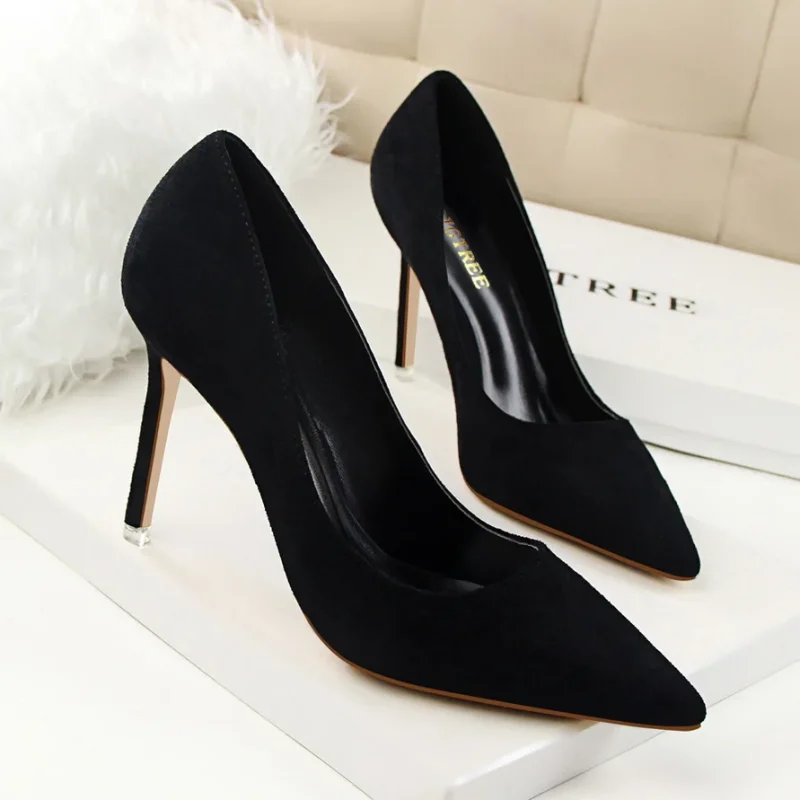 Women 9cm High Heels Yellow Burgundy Pumps - Image 20