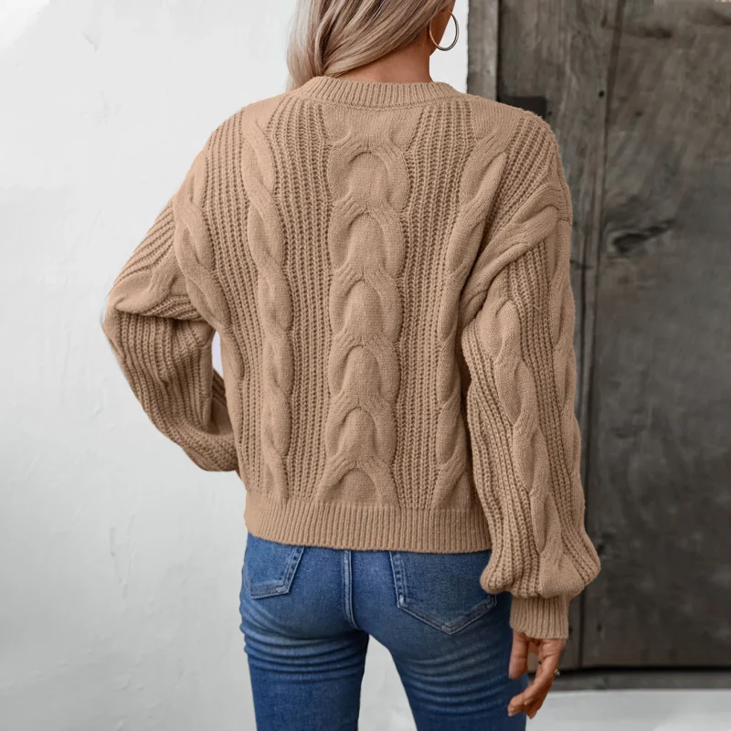 Solid Color Twists O-Neck Pullovers Women's Autumn - Image 5