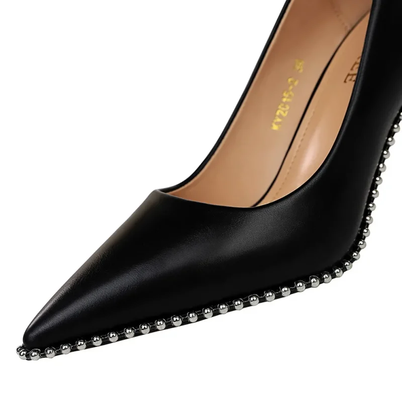 Women 7.5cm 10.5cm High Heels Studded Rivets Pumps Lady - Image 10