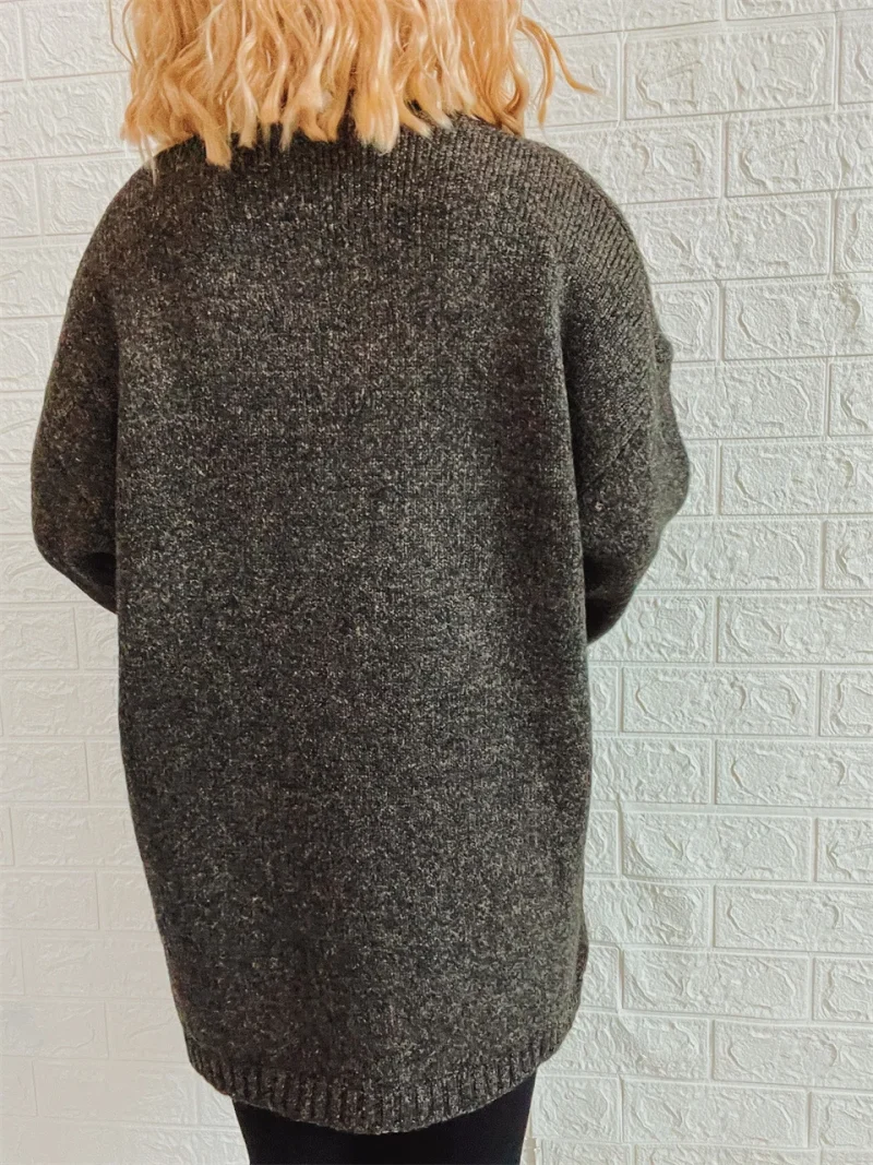 Long Sleeve Pockets Sweater Coat Womens Clothing - Image 7