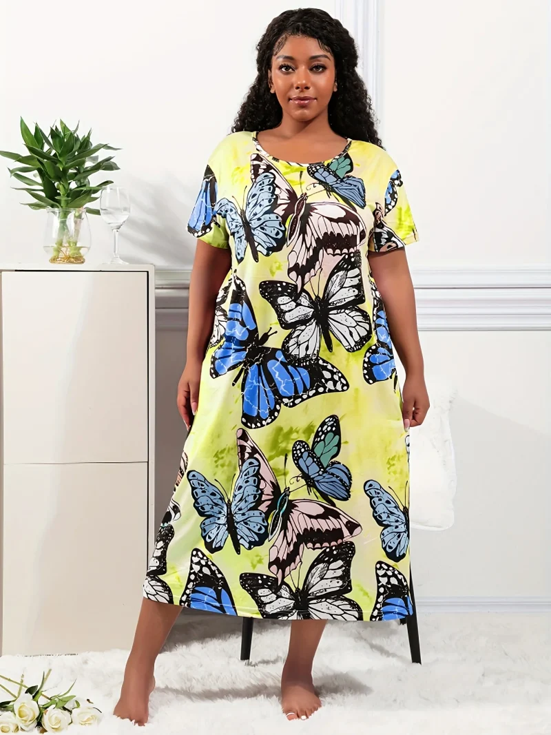 Women's Casual Pajamas Plus Size S~5XL Fluid Printed Short - Image 6