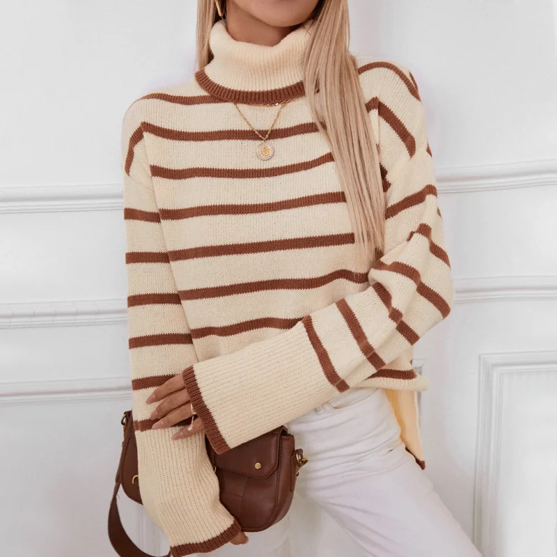 Striped Turtleneck Sweater Women 2024 Autumn - Image 4