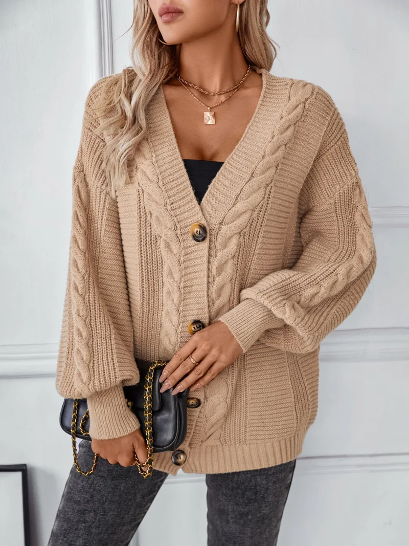 Twist Cross Single Breasted Knitted Cardigan Women's Autumn - Image 11