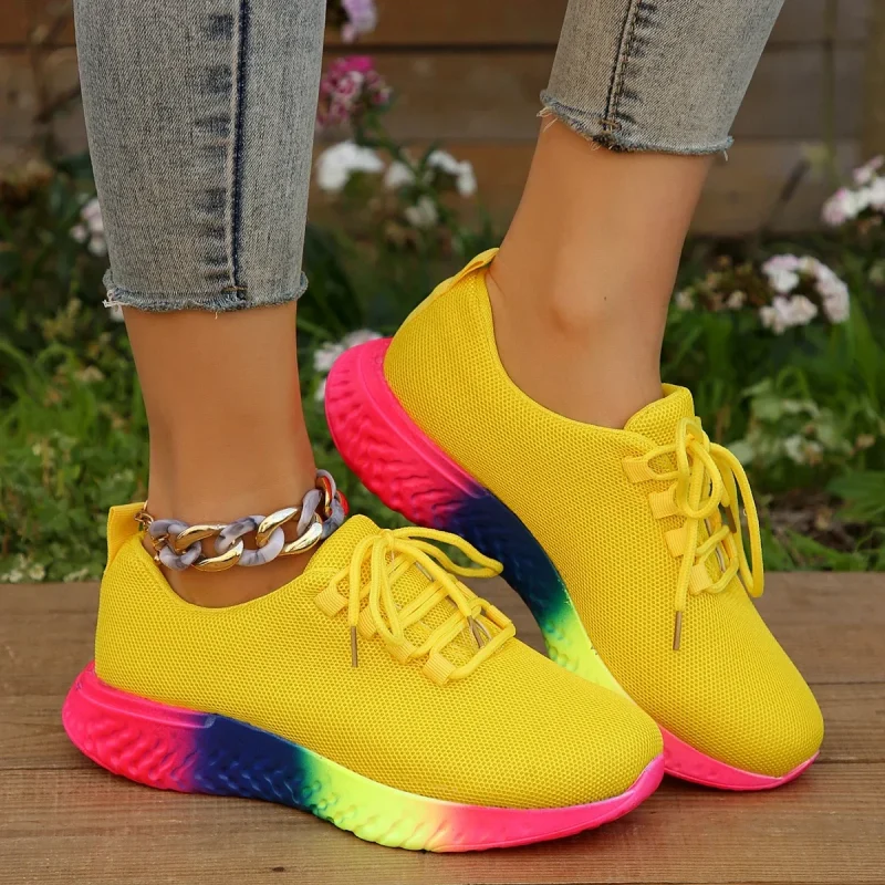 Women's Breathable Mesh Sneakers, Low Top Lace Up Round Toe - Image 4