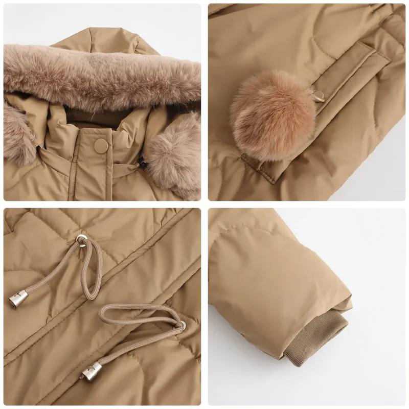 Winter Thick Warm Parka Women Fashion Detachable Hooded Fur Jackets - Image 9