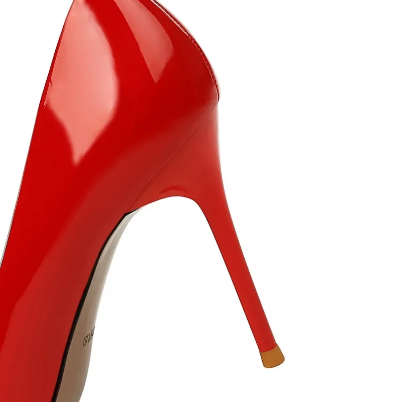 Women Fetish 9.5cm High Heels Nude Pumps Glossy Leather - Image 5