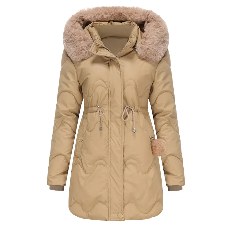 Winter Thick Warm Parka Women Fashion Detachable Hooded Fur Jackets - Image 3