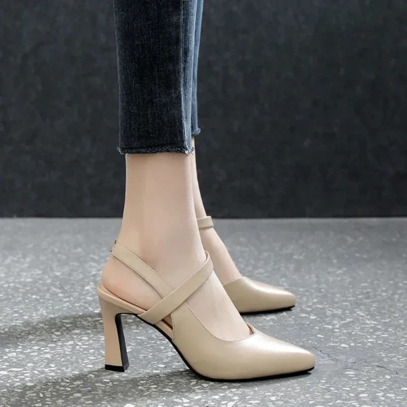 Soft Leather Solid Color Sandals Women 2024 Summer - Image 5