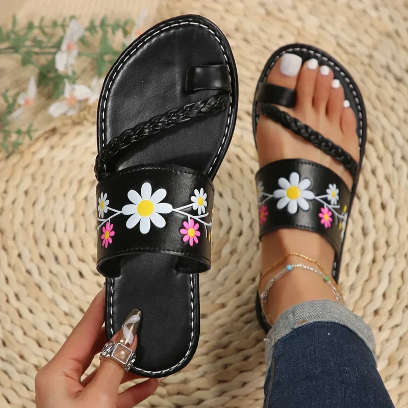 Ladies Summer Solid Colour Simple Retro Ankle Strap Round Head - Image 5