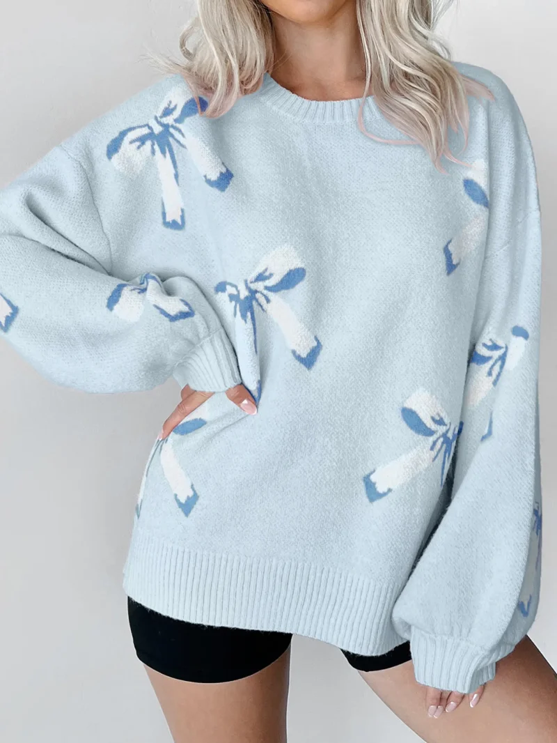 Women's Autumn Winter Loose Casual Pullover Long Sleeved Kntted Tops - Image 7