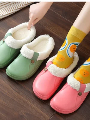 Waterproof EVA Couples Shoes Sole Simple Slippers Soft Plush Anti-Slip Sandals