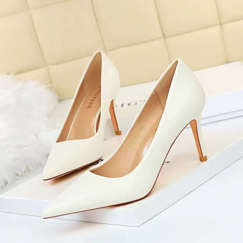 Women Fetish 7.5cm High Heels Nude Yellow Pumps Wedding Bridal - Image 16