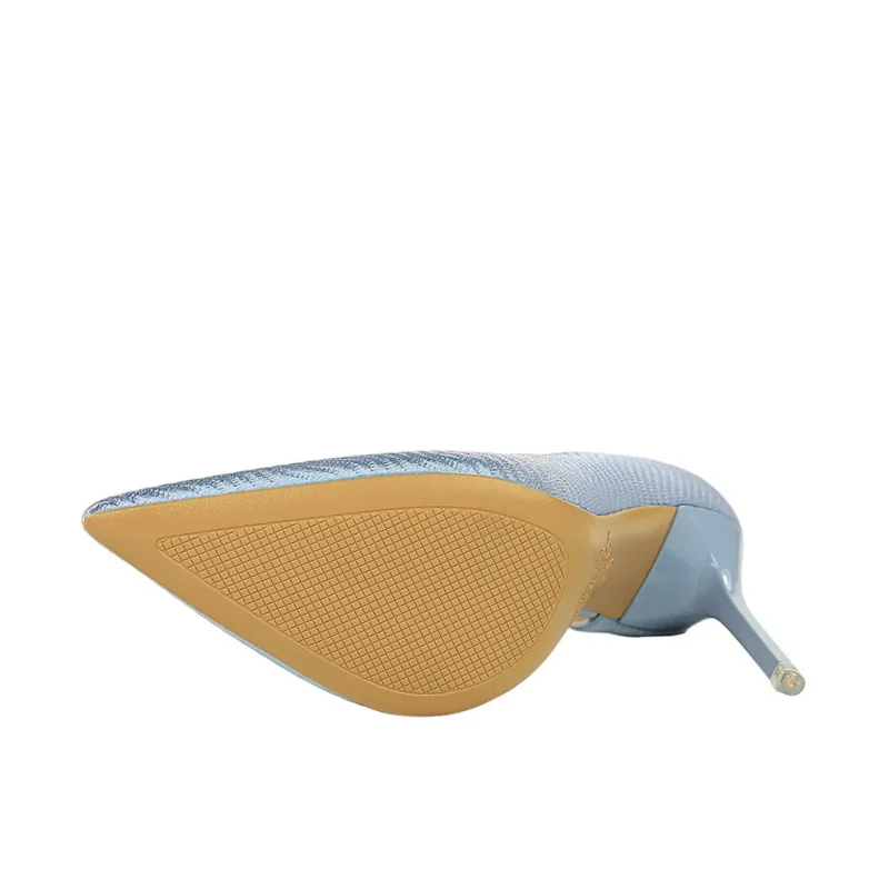 Women 10.5cm High Heels Sky Blue Pumps Lady Stiletto Hollow Silk - Image 7