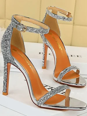 Women Summer Platform Sandals 10cm High Heels Silver