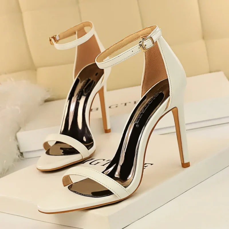 Summer Women 10cm High Heels Fetish Leather Sandals Lady - Image 18