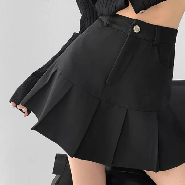 Women Sweet Mini Skirt Korean Preppy Style High Waist Folds Female - Image 11