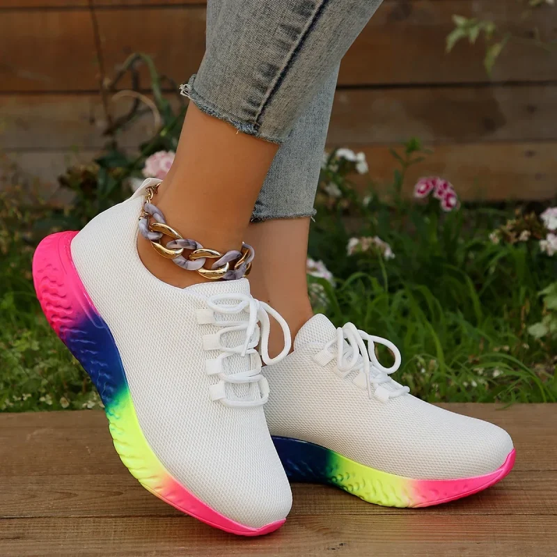 Women's Breathable Mesh Sneakers, Low Top Lace Up Round Toe - Image 9