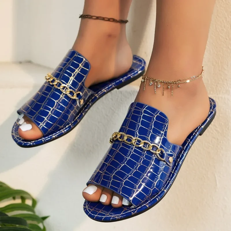 Women's Breathable Slippers with Elegant Chain Decoration - Image 3