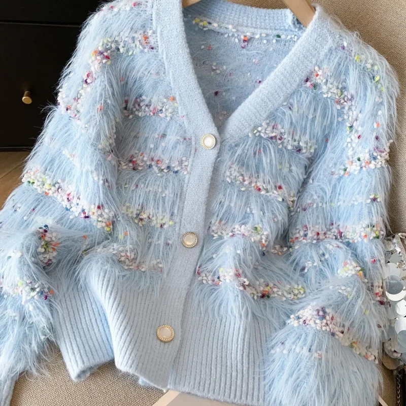 Korean Style Sweet Mohair Cardigan Women 2024 - Image 16