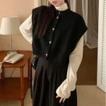 Sleeveless Short Sweater Vest Women Spring Autumn Korean Fashion