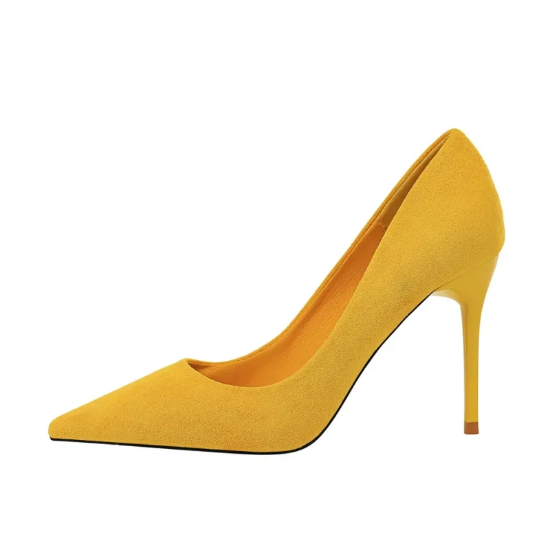 Women 9cm High Heels Pumps Stripper Flock - Image 12