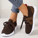 Brown Knit Breathable Sneakers Shoes Women 2023 New Soft Sole - Image 11