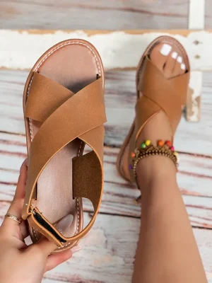 Women Sandals Summer Buckle Strap Flat Shoes Woman Beach Shoes