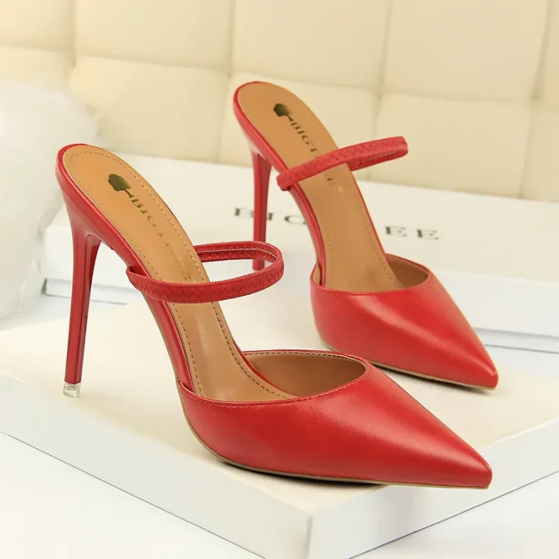 Women 10.5cm High Heels Fashion Slingbacks Mules Slippers Summer Lady - Image 2