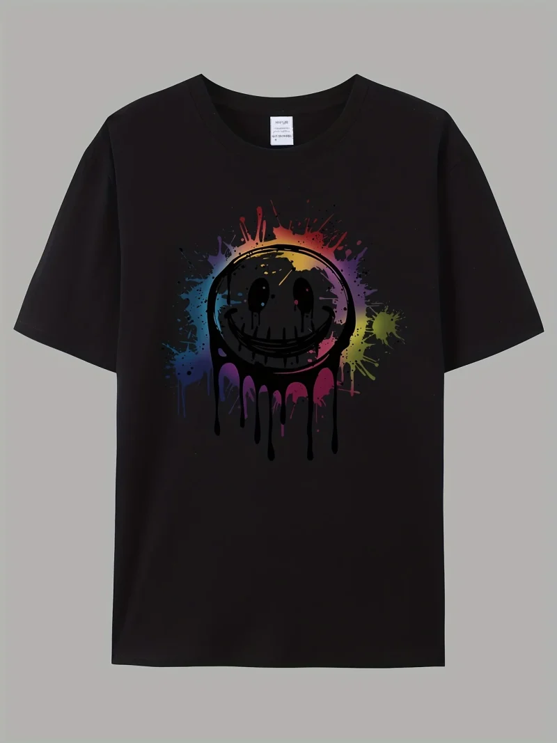Clothing Creative Smiley Print Comfortable Cotton Men T-Shirt - Image 6