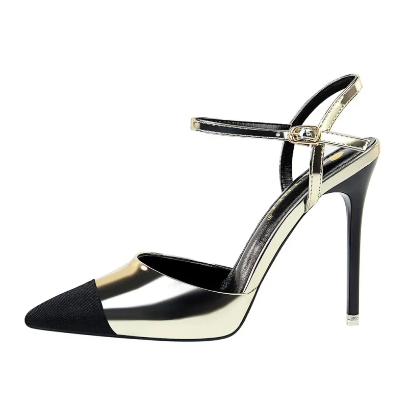 Women 11cm High Heels Sandals Lady Metallic Gray - Image 11