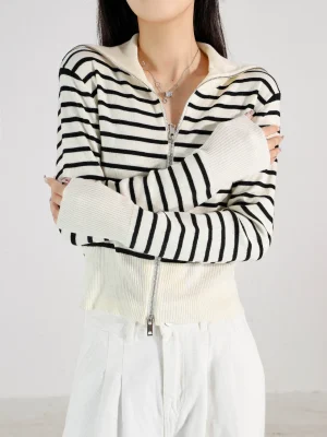 Knit Cardigan Outerwear Women Fashion Sweater Coat 2024