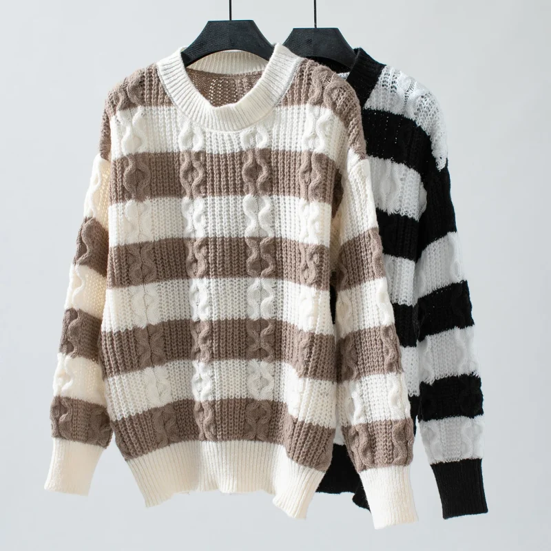 Winter Striped Long Sweater Women 2024 New Autumn - Image 10