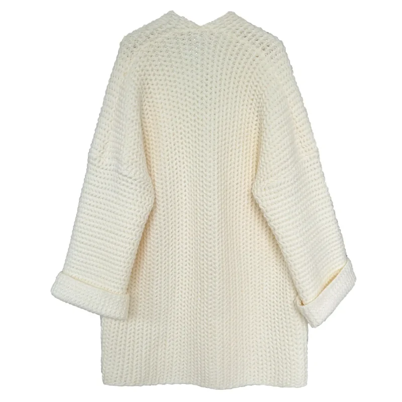 Winter Korean Style Solid Large Pocket Knitted Cardigan - Image 21
