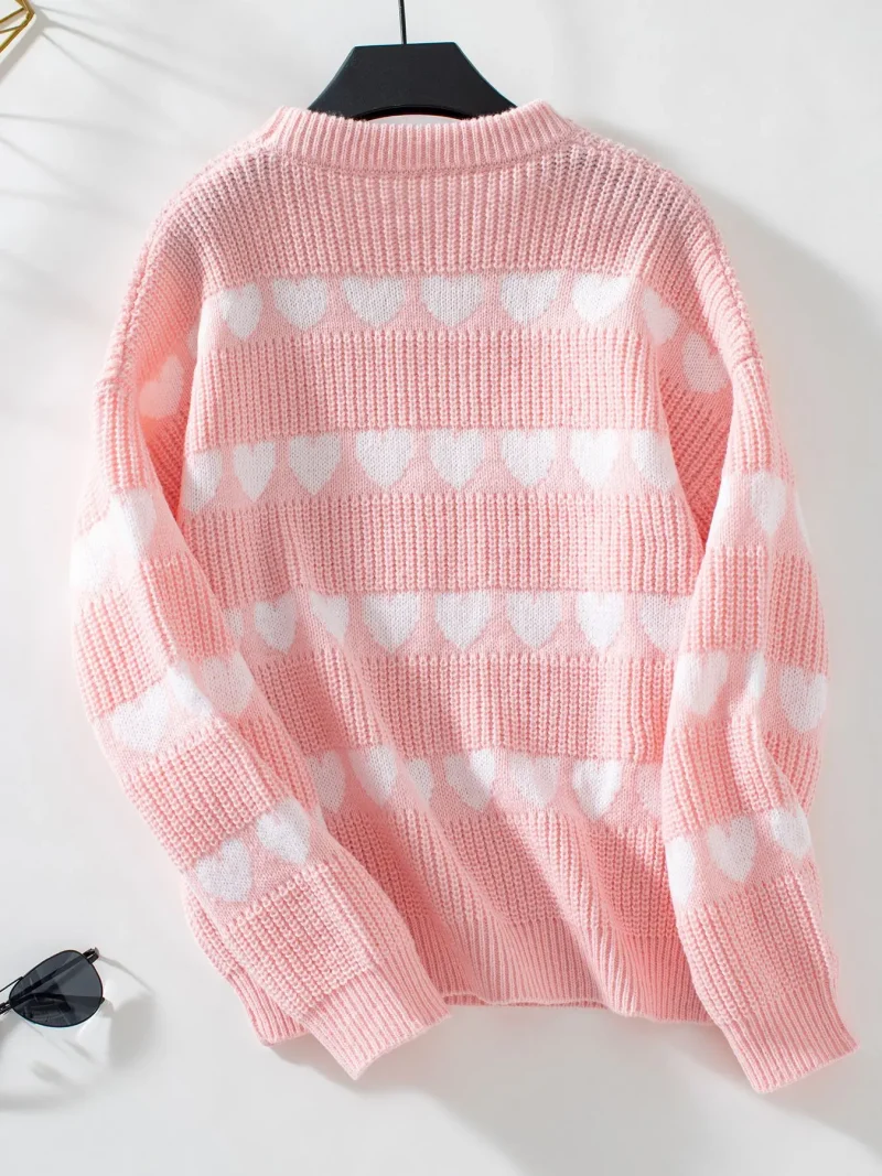 Heart Sweater Female  Long Sleeve Knitwear Warm Casual Jumpers - Image 13