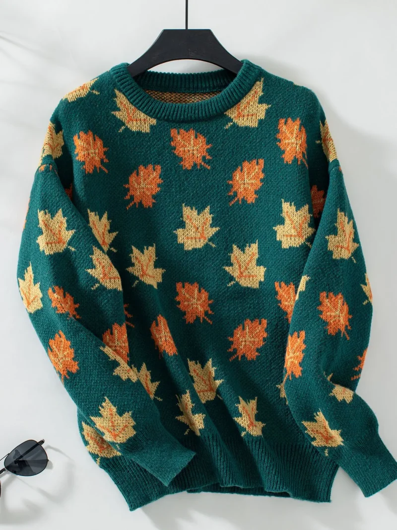 Winter Cloth Women's Knitted Pullovers Maple Leaf Sweater Fashion - Image 10