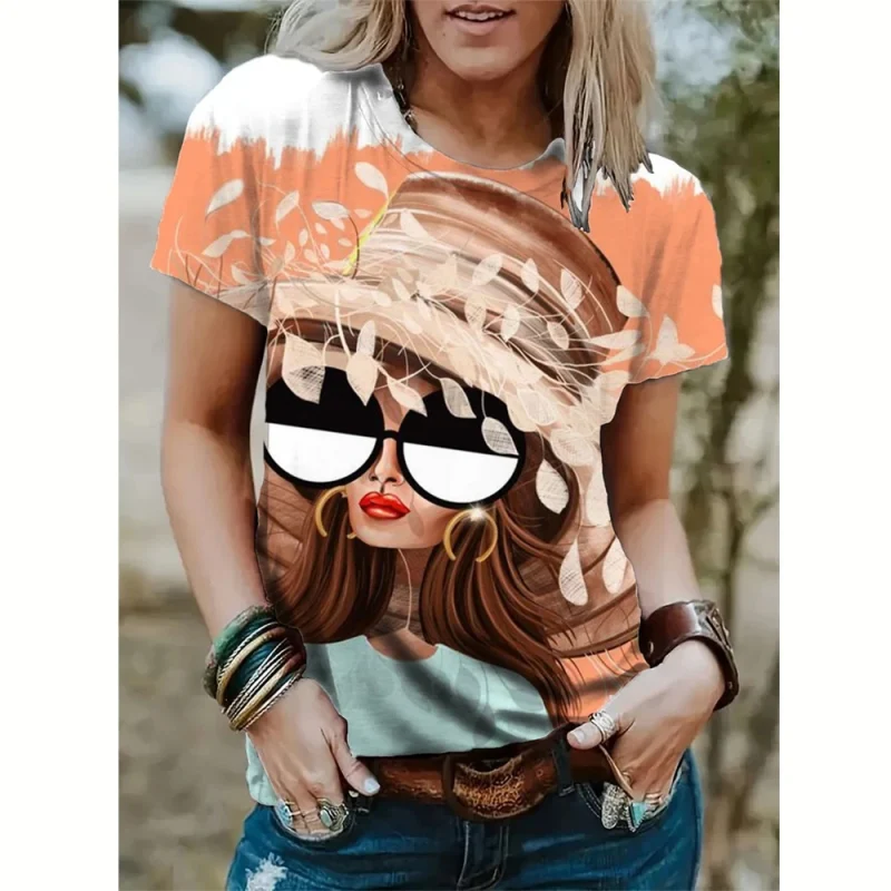Women's Abstract Face Short Sleeve T-shirt 3D Printin