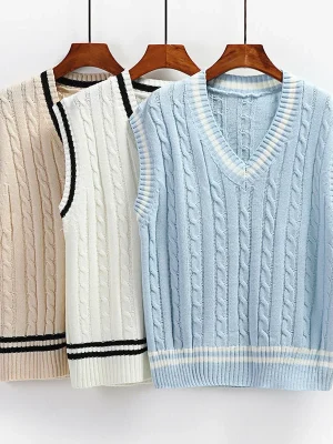 Japan Preppy Style Sweater Vest Women 2024 Spring Autumn