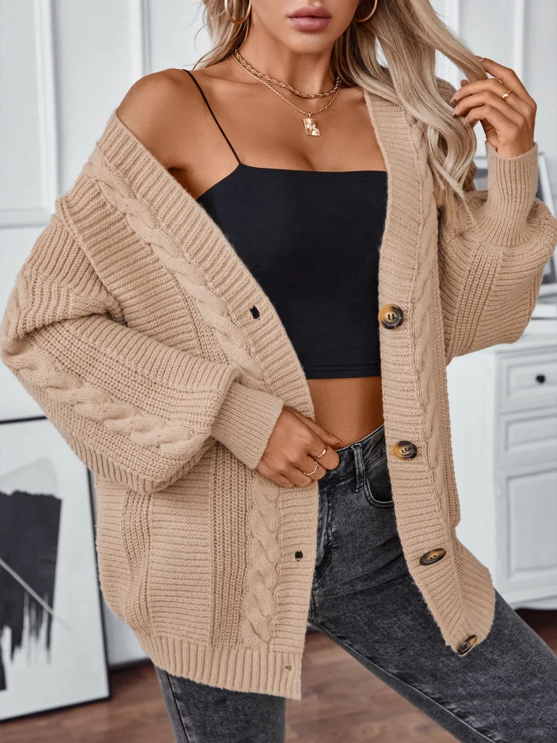 Twist Cross Single Breasted Knitted Cardigan Women's Autumn - Image 10
