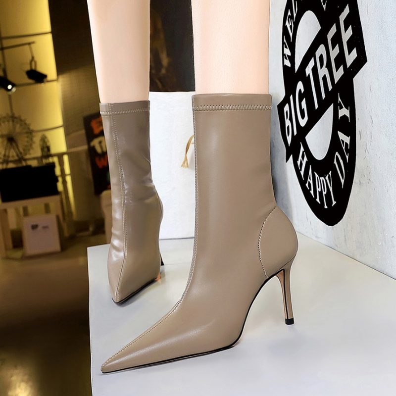 Women 7.5cm 10cm High Heels Leather Boots Lady Low Heels - Image 15
