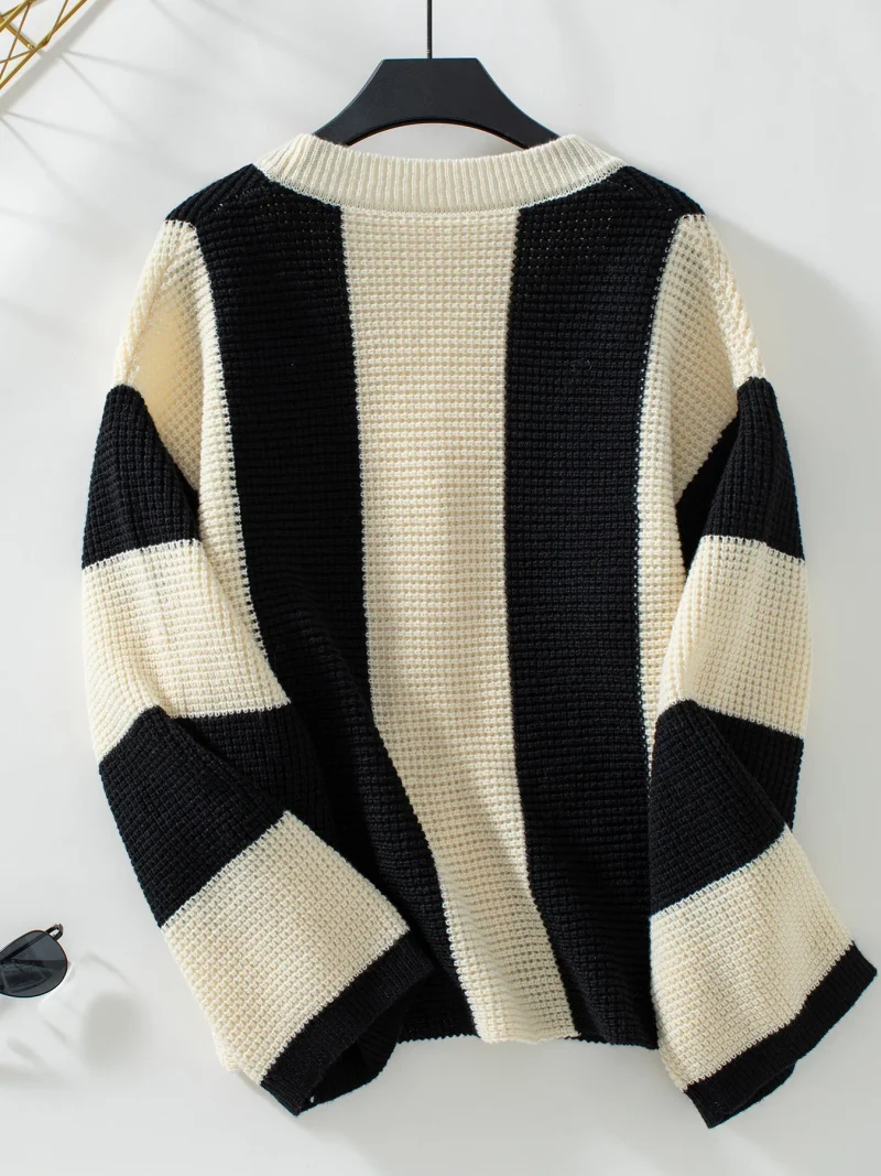 Fashion Striped Knit Cardigan Women Autumn Winter Sweater - Image 16