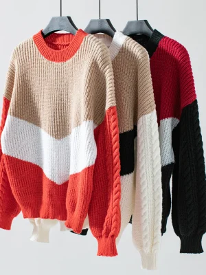 Winter Loose Twisted Long Sleeve Knit Sweaters