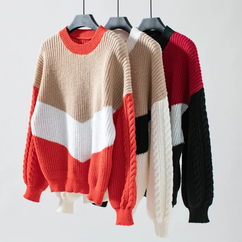 Winter Loose Twisted Long Sleeve Knit Sweaters