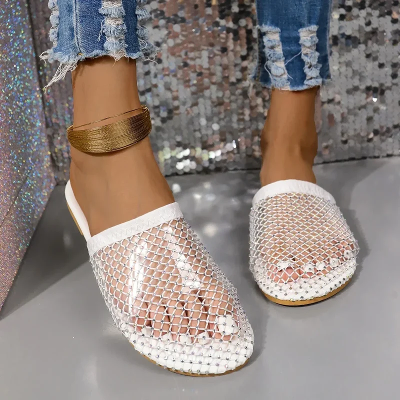 Women Flat Slippers 2024 New Summer Casual Beach Mesh - Image 2