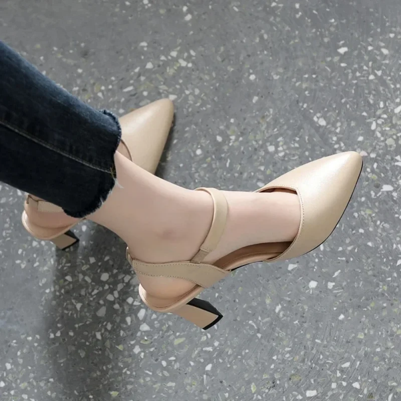 Soft Leather Solid Color Sandals Women 2024 Summer - Image 6