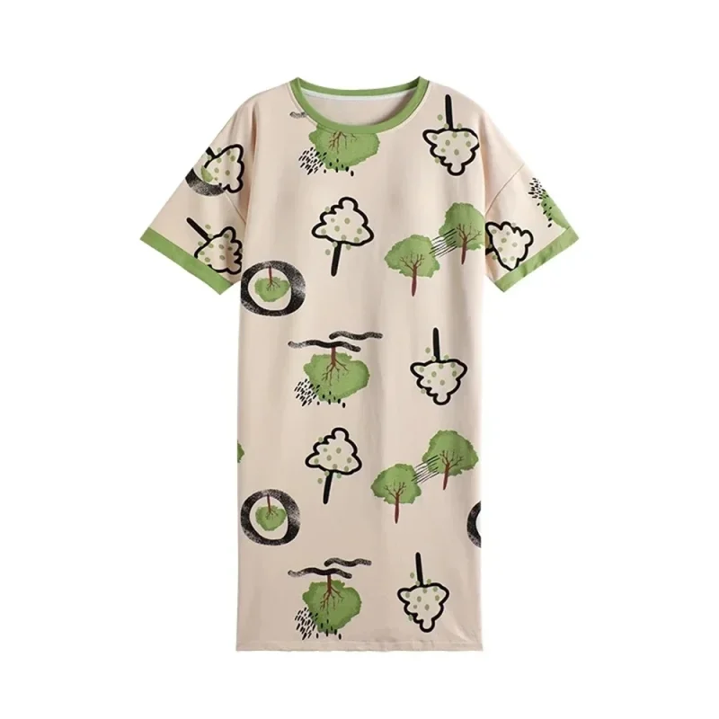 Women's Summer Short Sleeve O Neck Nightgown Plus Size Women's Home - Image 10