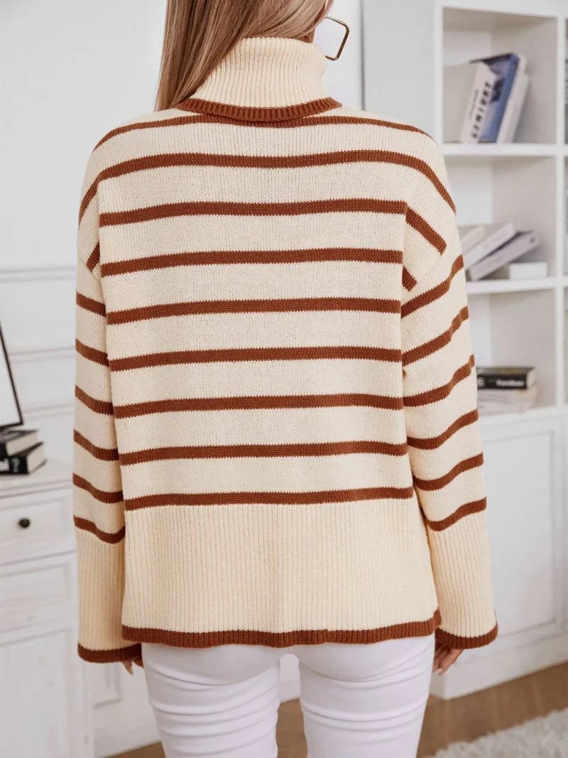 Striped Turtleneck Sweater Women 2024 Autumn - Image 9