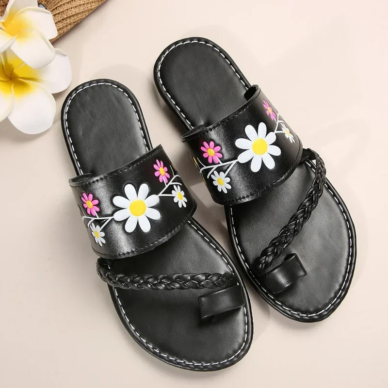 Ladies Summer Solid Colour Simple Retro Ankle Strap Round Head - Image 2