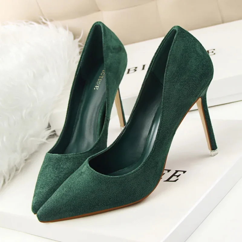 Women 9cm High Heels Yellow Burgundy Pumps - Image 13