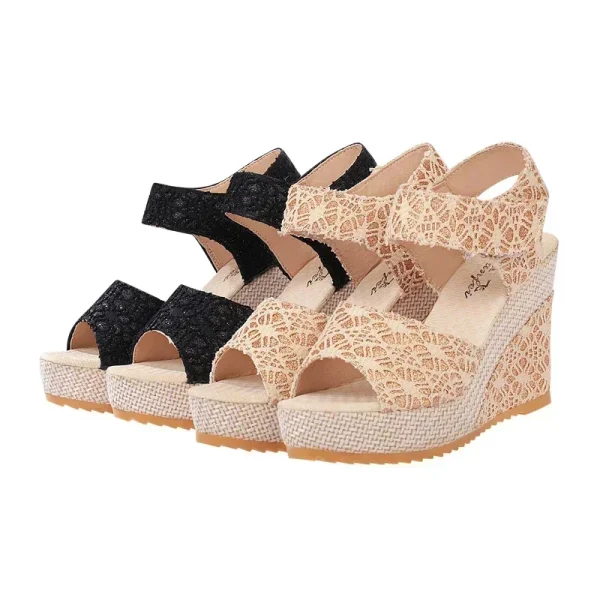 Women's Wedges Sandals 2024 Summer New Fashion Mesh Peep Toe - Image 6