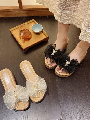 Slippers Women Platform Shoes Woman Slippers Slides Flower Summer